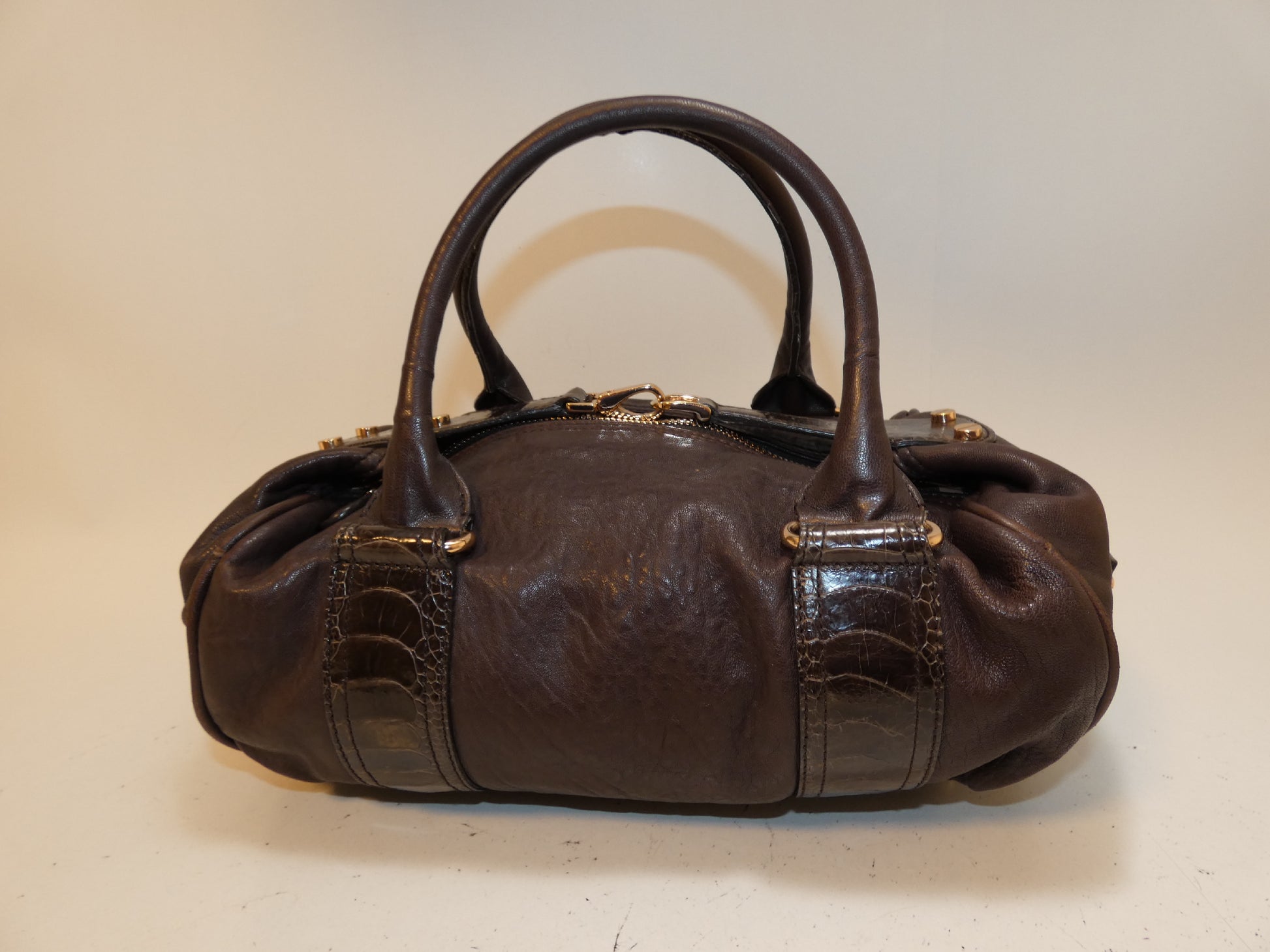 BALENCIAGA Leather 170936 Embossed Hand Boston Bag
