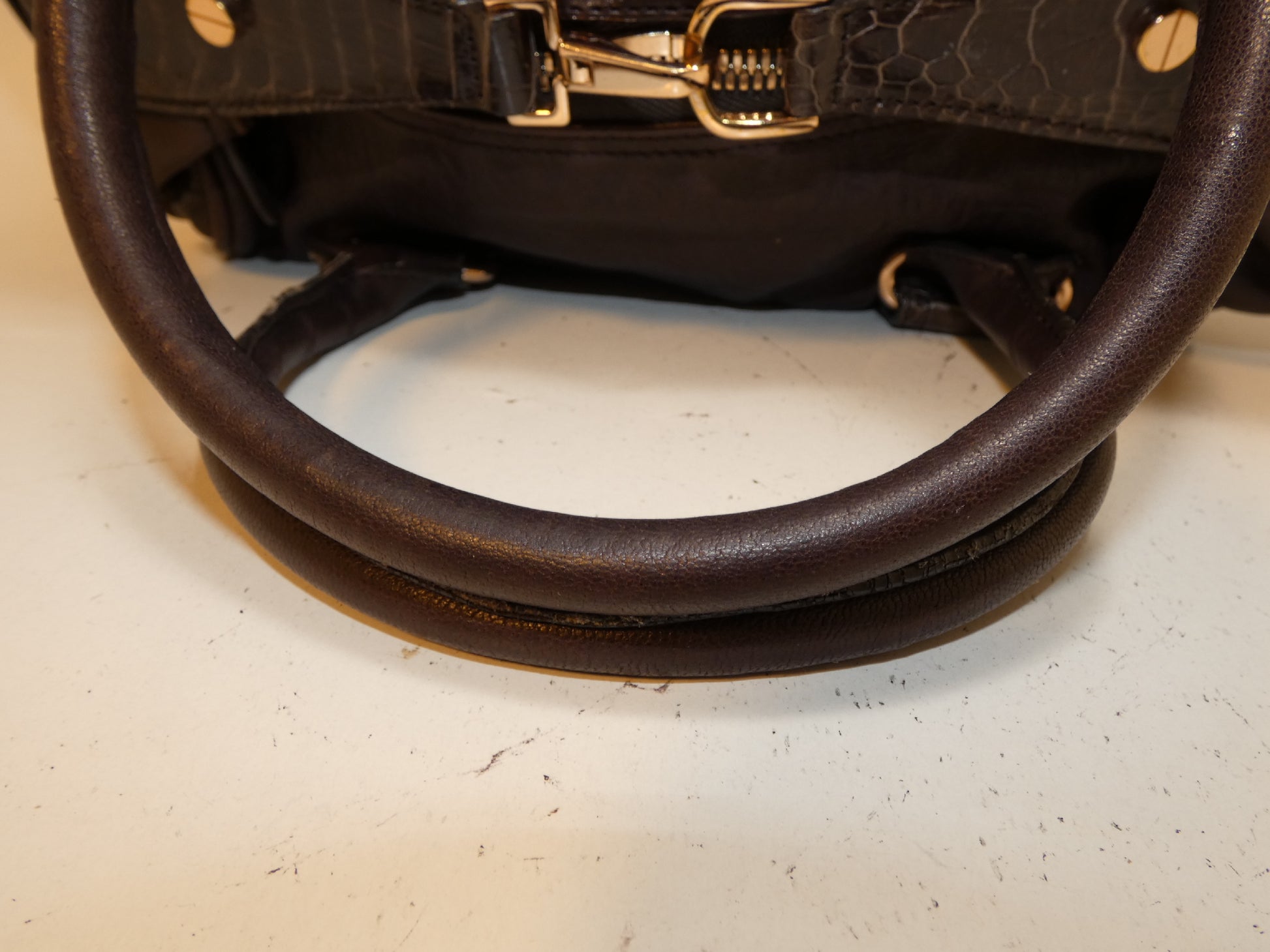 BALENCIAGA Leather 170936 Embossed Hand Boston Bag