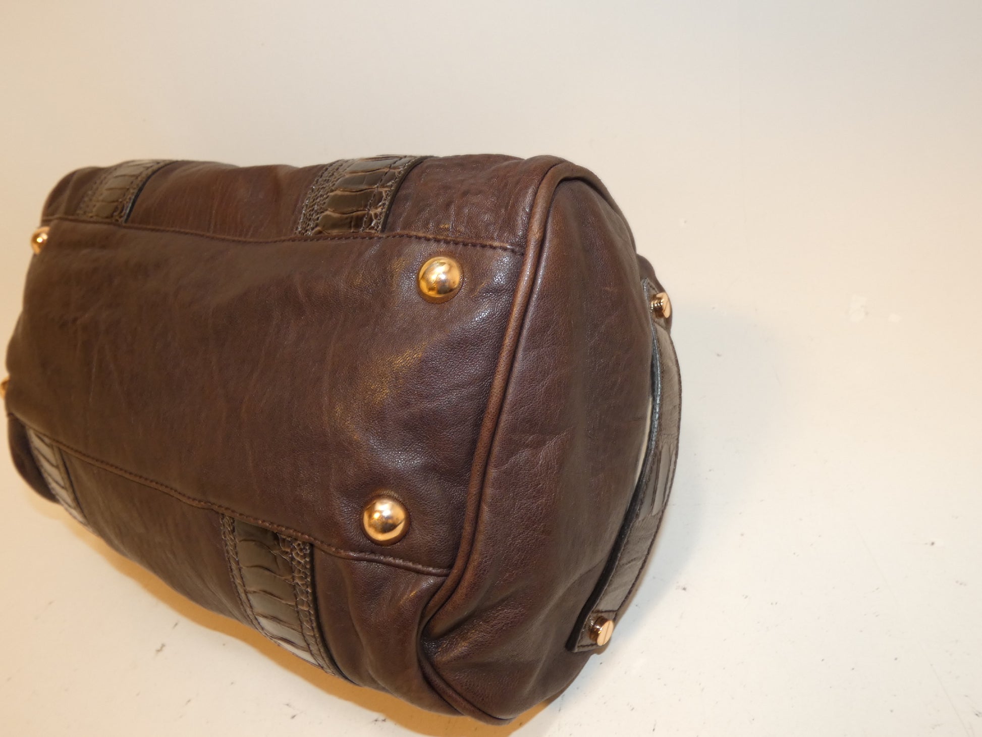 BALENCIAGA Leather 170936 Embossed Hand Boston Bag