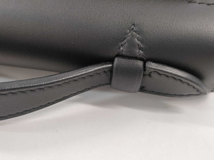 HERMES Pochette Kelly Swift Leather Black G Hardware W Stamp Handbag