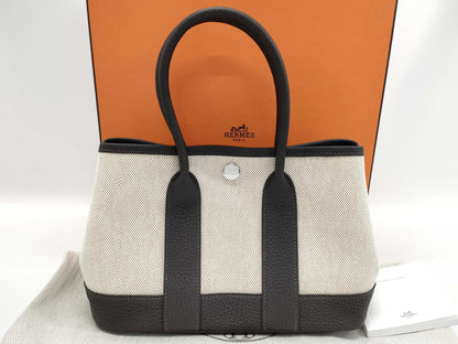 HERMES Neo Garden 23 Toile H Viking/Negonda Ecru/Beige/Ebene K Stamped Handbag