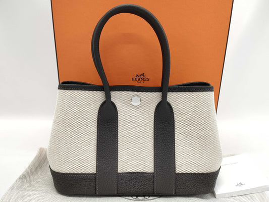 HERMES Neo Garden 23 Toile H Viking/Negonda Ecru/Beige/Ebene K Stamped Handbag