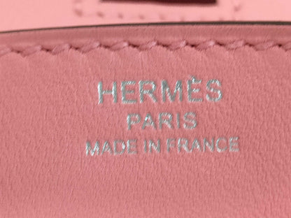 HERMES Birkin 25 in Swift leather with Rose Azalee finish and sterling silver hardware, featuring a "Y" stamp.
