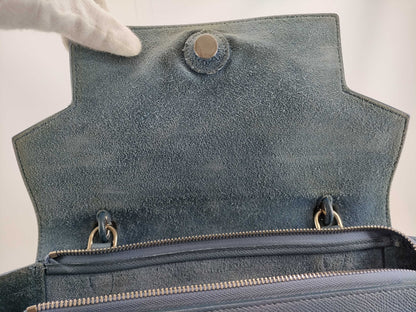 CELINE Mini Belt Bag, Leather, Blue, 2-Way Handbag