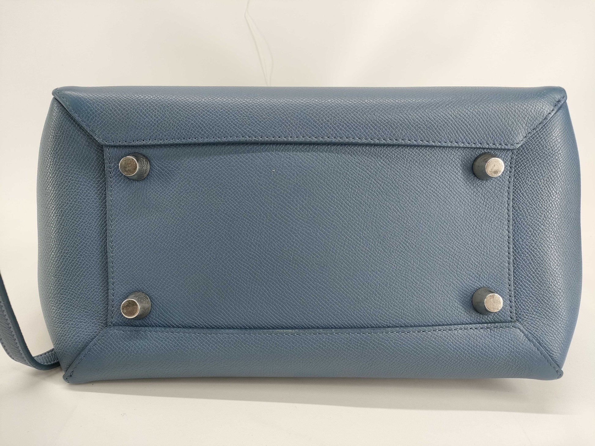 CELINE Mini Belt Bag, Leather, Blue, 2-Way Handbag