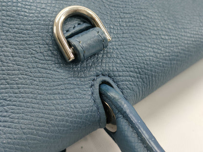 CELINE Mini Belt Bag, Leather, Blue, 2-Way Handbag