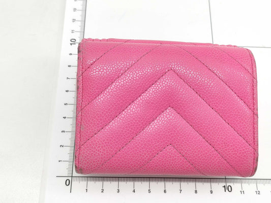 CHANEL Boy Chanel Compact Wallet, Caviar Skin, Pink, Gold Hardware, A84432, Random Number