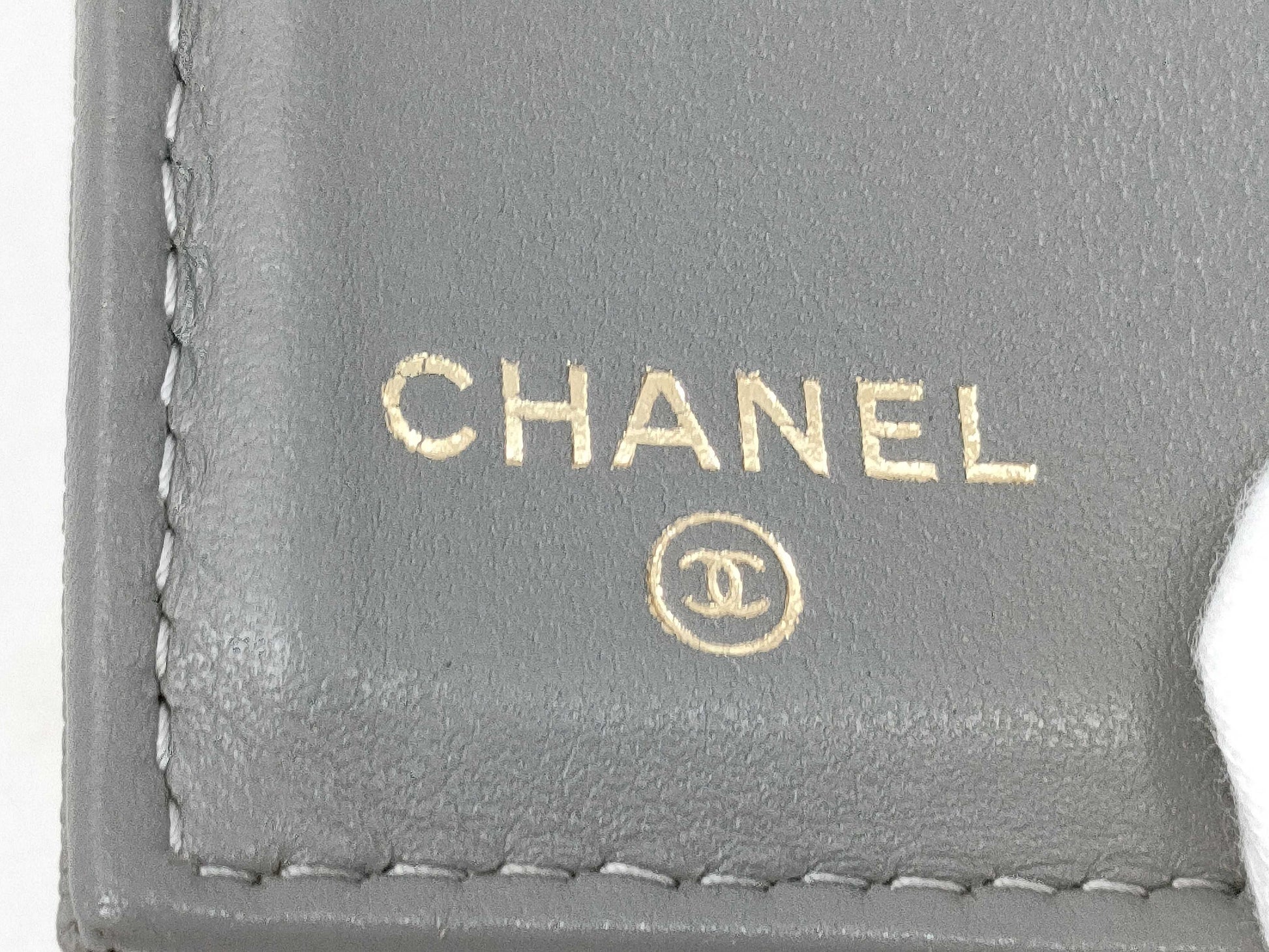 CHANEL Boy Chanel Compact Wallet, Caviar Skin, Gray, Gold Hardware, A84433, 26th Series