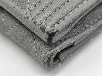 CHANEL Boy Chanel Compact Wallet, Caviar Skin, Gray, Gold Hardware, A84433, 26th Series