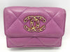 CHANEL Compact Wallet Chanel 19 Purple Lambskin with Disneuf Gold Hardware, 30 Series