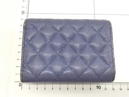 CHANEL Boy Chanel Compact Wallet, Caviar Leather, Purple, Gold Hardware, A84433, 30 Series