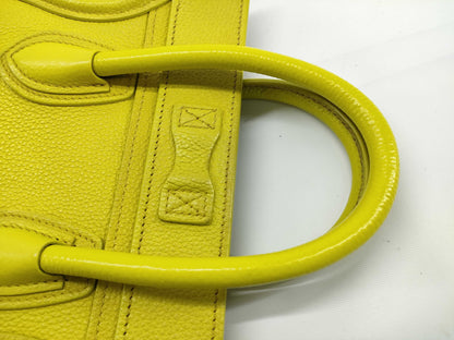 CELINE Luggage Nano Leather Handbag Yellow-Green