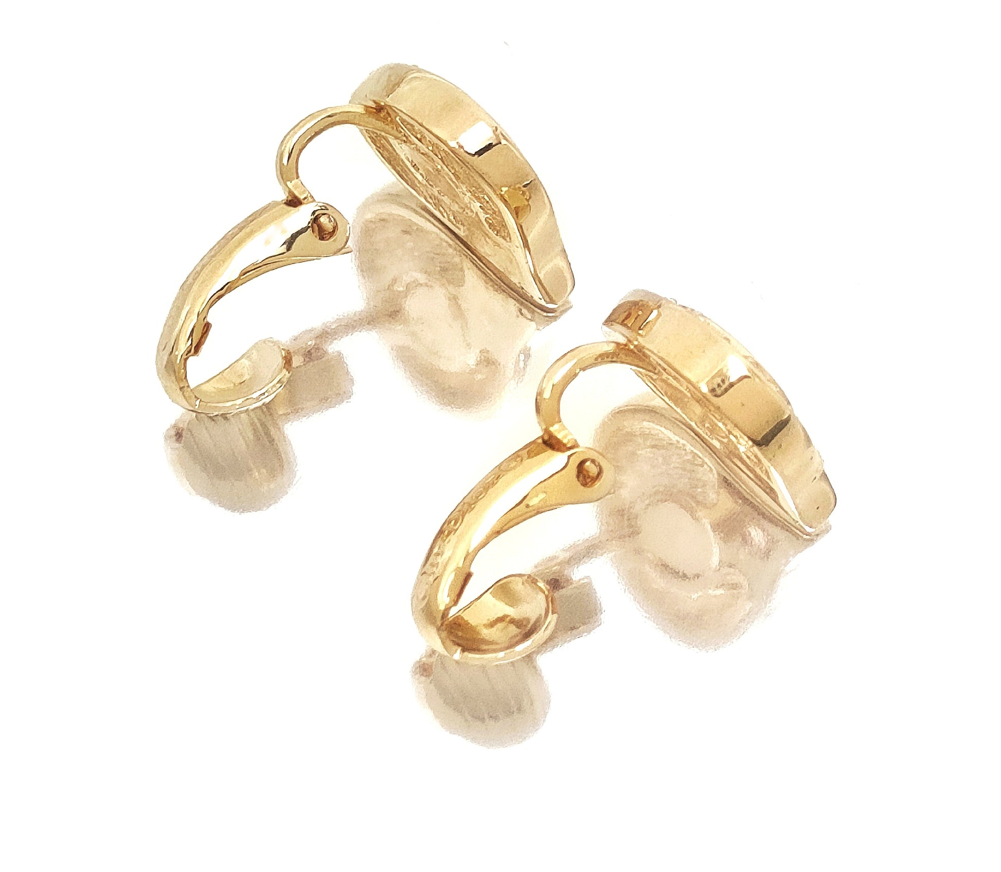 Dior Christian Dior Gold & Black Rhinestone Logo Earrings 4.8g
