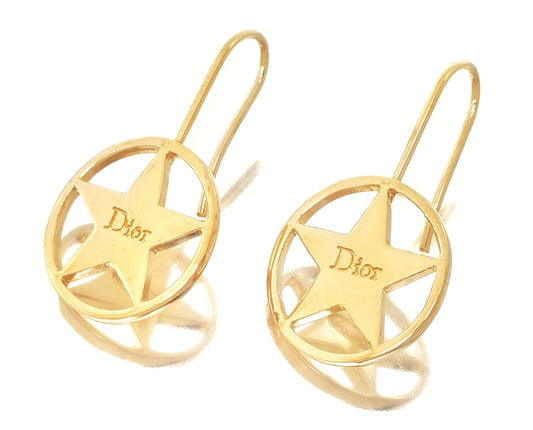 Dior Dior Gold Color Star Design Hook Earrings G Earrings