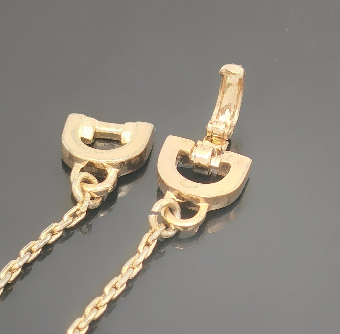 Dior Christian Dior Gold & White Long Necklace with 4-Line Logo Motif, Made in Germany, 14.1g