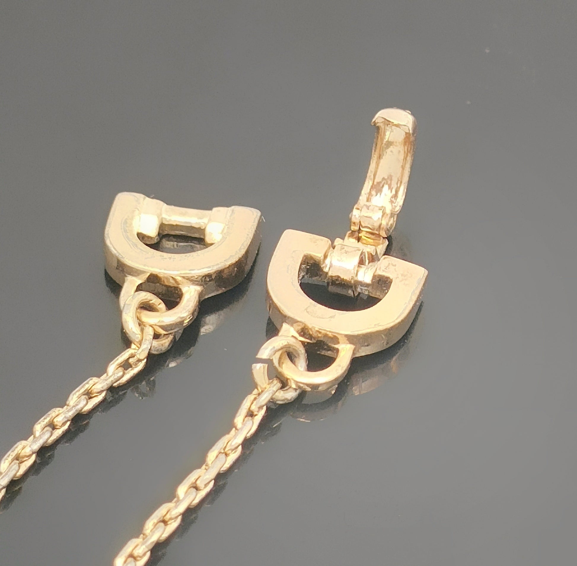 Dior Christian Dior Gold & White Long Necklace with 4-Line Logo Motif, Made in Germany, 14.1g