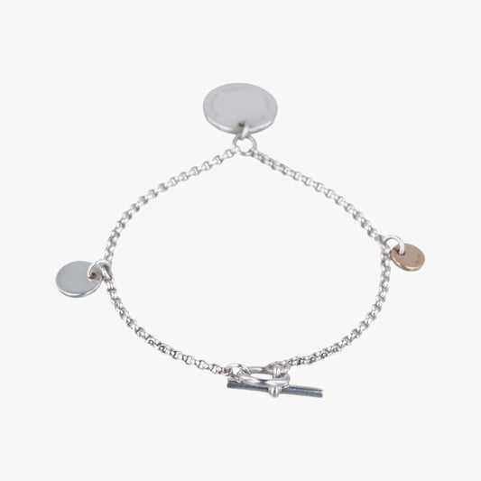 HERMES Ex Libris Gold x Silver AU750 x Ag92522C460515 Bracelet/Bangle