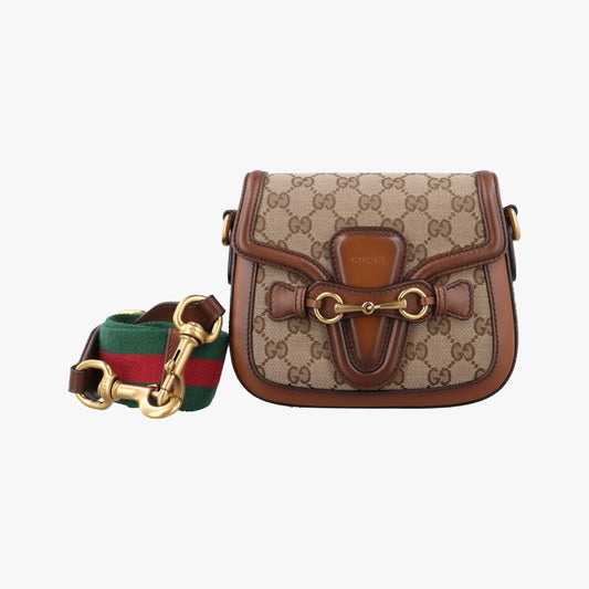 GUCCI Lady Web Brown Fabric Shoulder Bag 384821G019200530