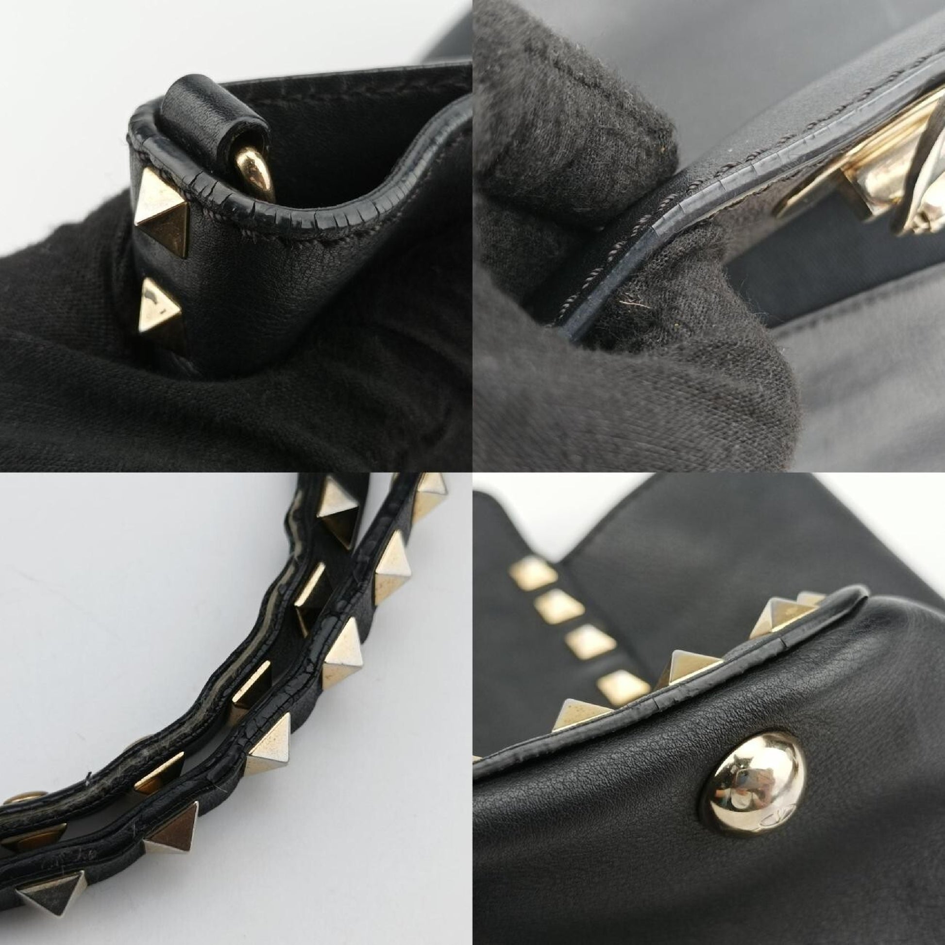 VALENTINO Rockstud Black Leather Shoulder Bag 