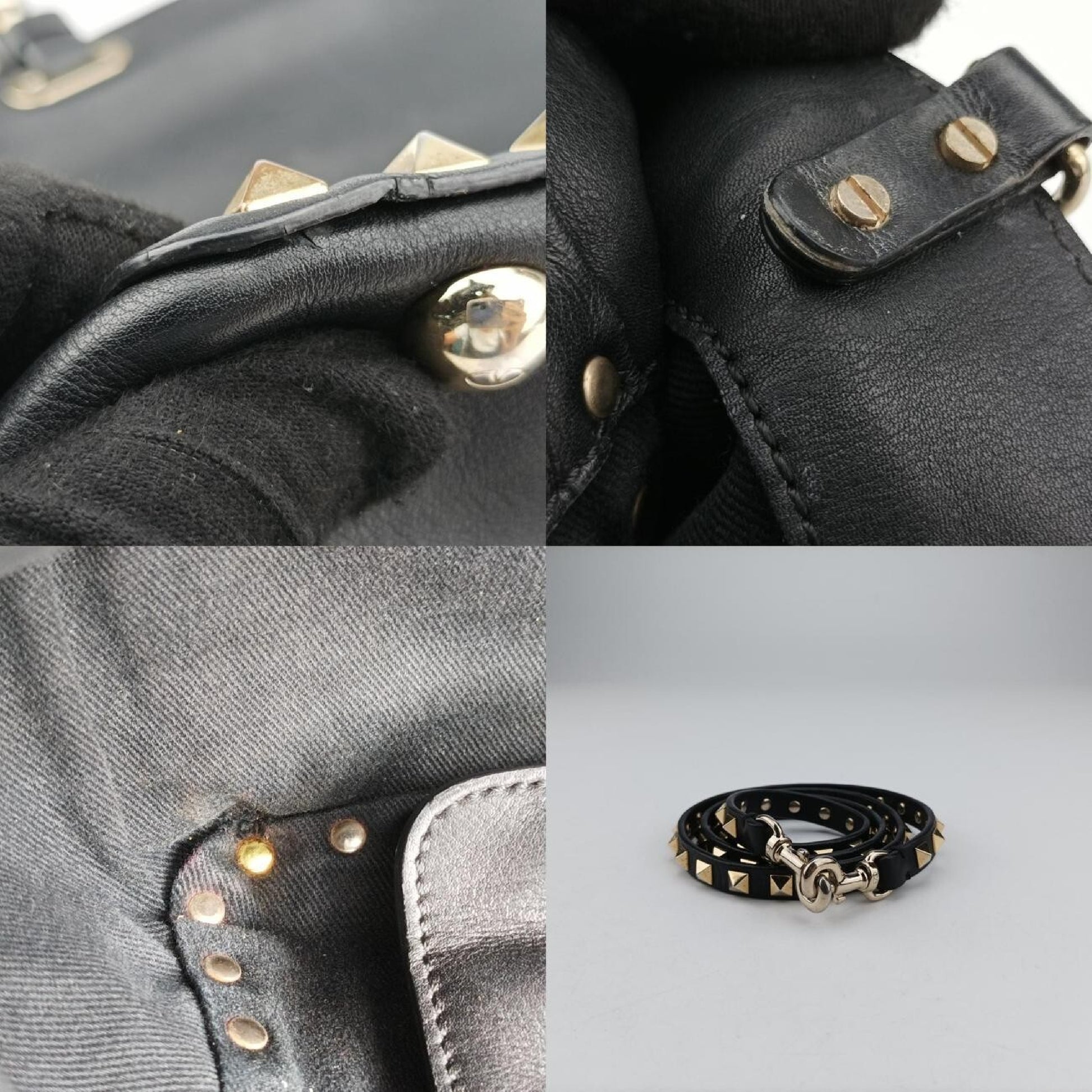 VALENTINO Rockstud Black Leather Shoulder Bag 