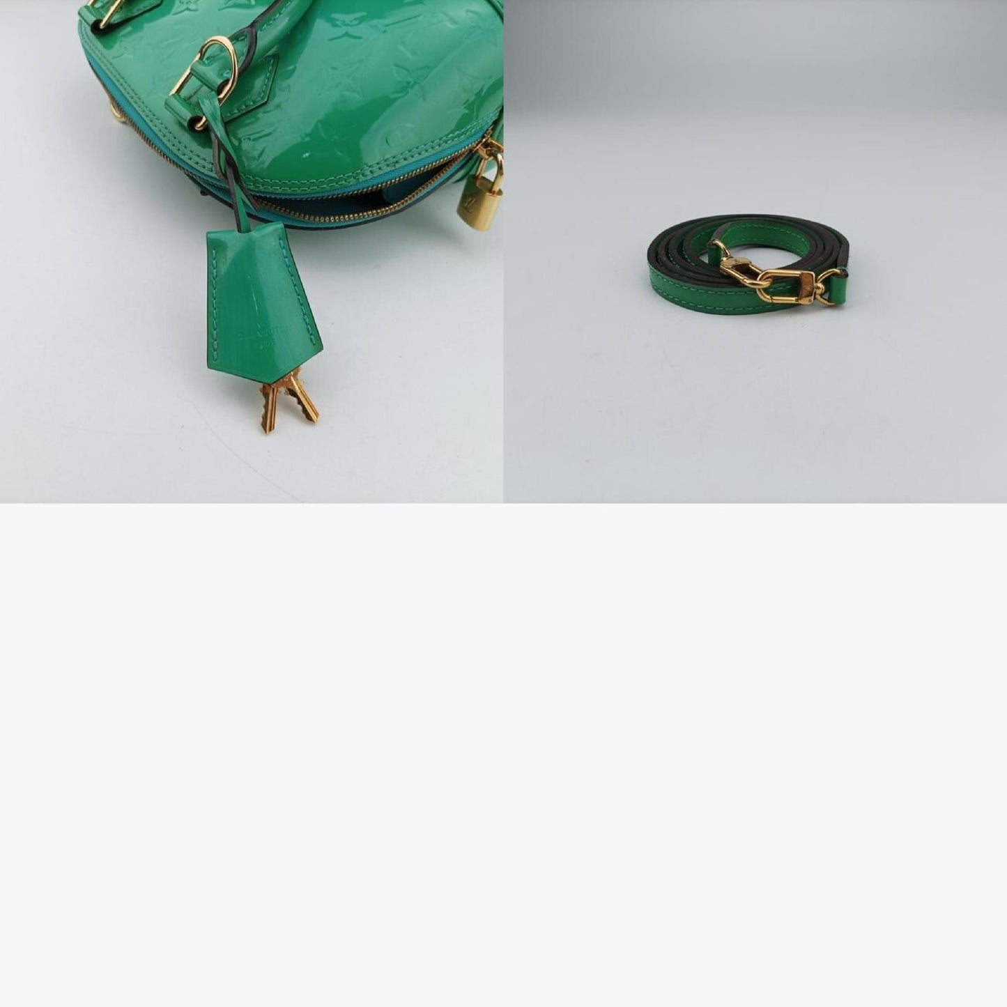 LOUIS VUITTON Alma BB Blue Lagon Vernis Shoulder Bag M91696SN0195