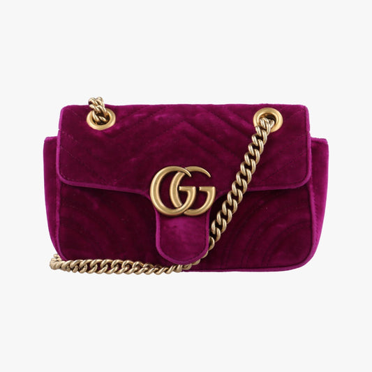 GUCCI GG Marmont Purple Velvet Shoulder Bag 446744I024317238