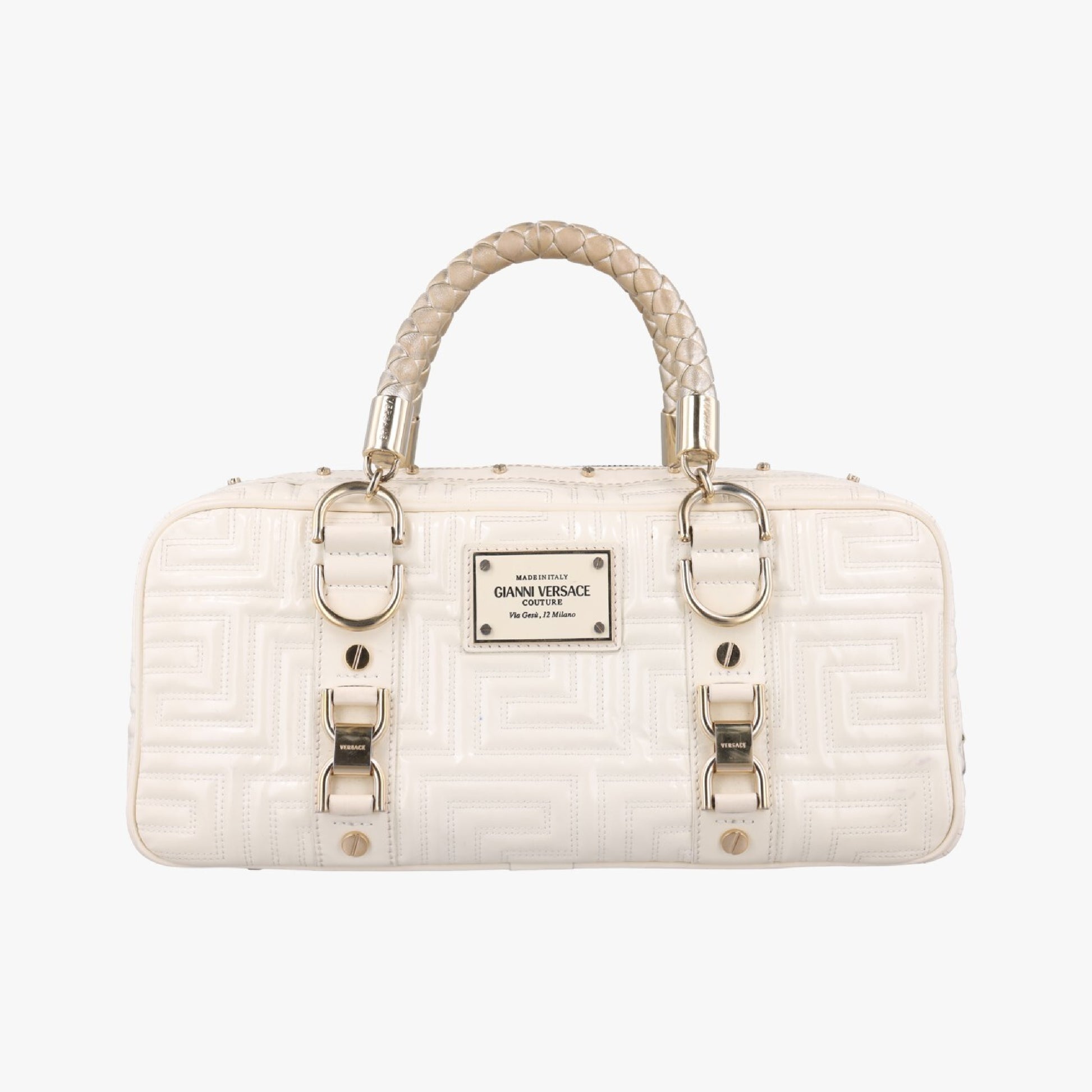 VERSACE Couture Madonna White Patent Handbag