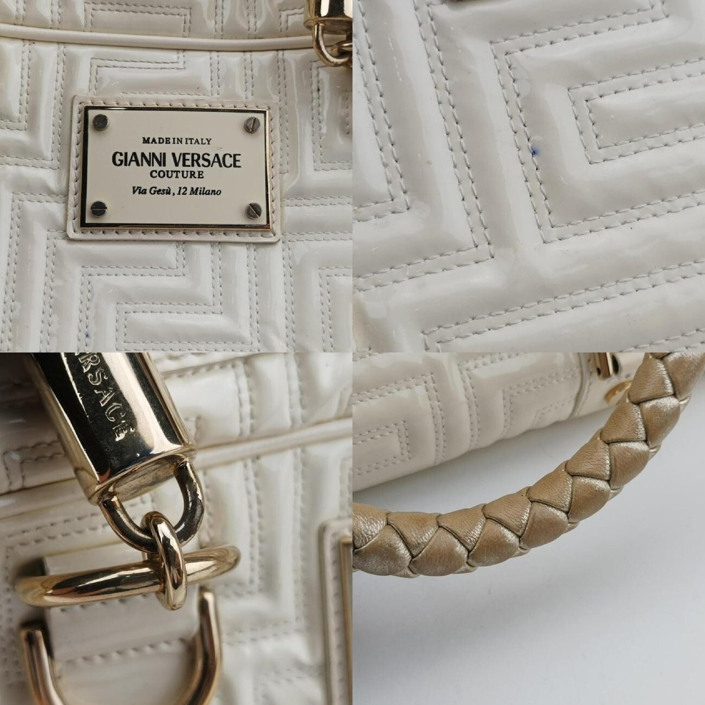 VERSACE Couture Madonna White Patent Handbag