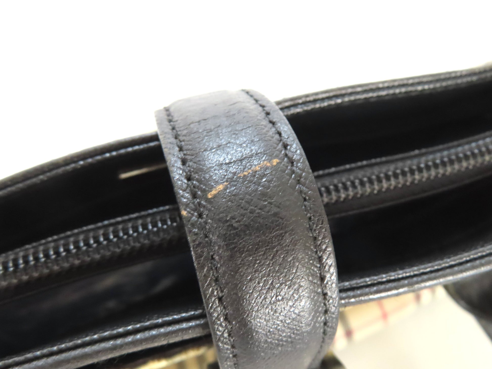BURBERRY Nova Check x Leather Handbag Handbag