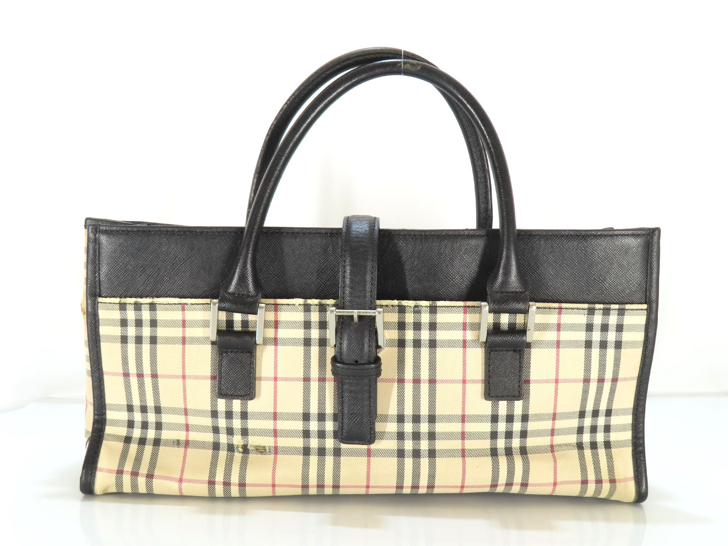 BURBERRY Nova Check x Leather Handbag Handbag