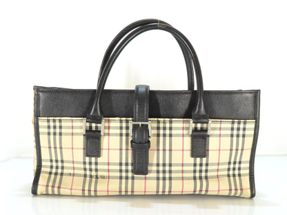 BURBERRY Nova Check x Leather Handbag Handbag