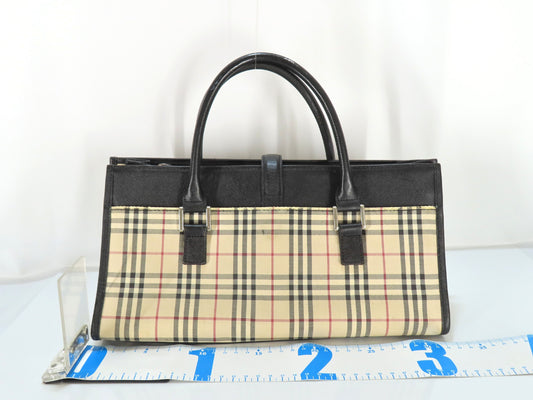 BURBERRY Nova Check x Leather Handbag Handbag