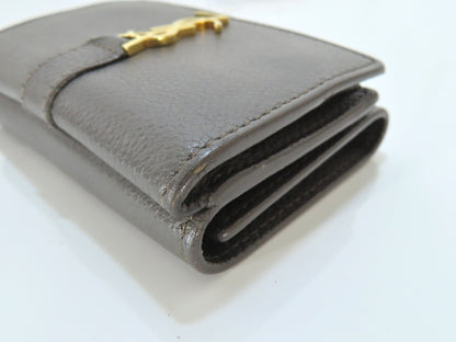 Yves Saint Laurent Logo Leather Tri-fold Wallet