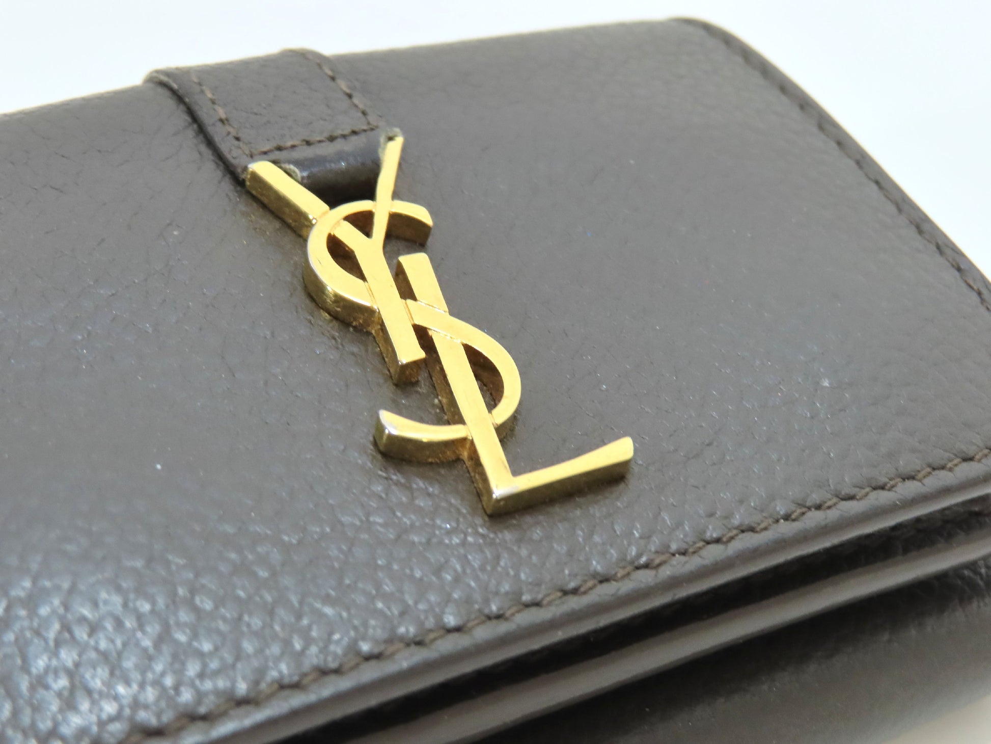 Yves Saint Laurent Logo Leather Tri-fold Wallet