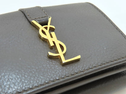 Yves Saint Laurent Logo Leather Tri-fold Wallet