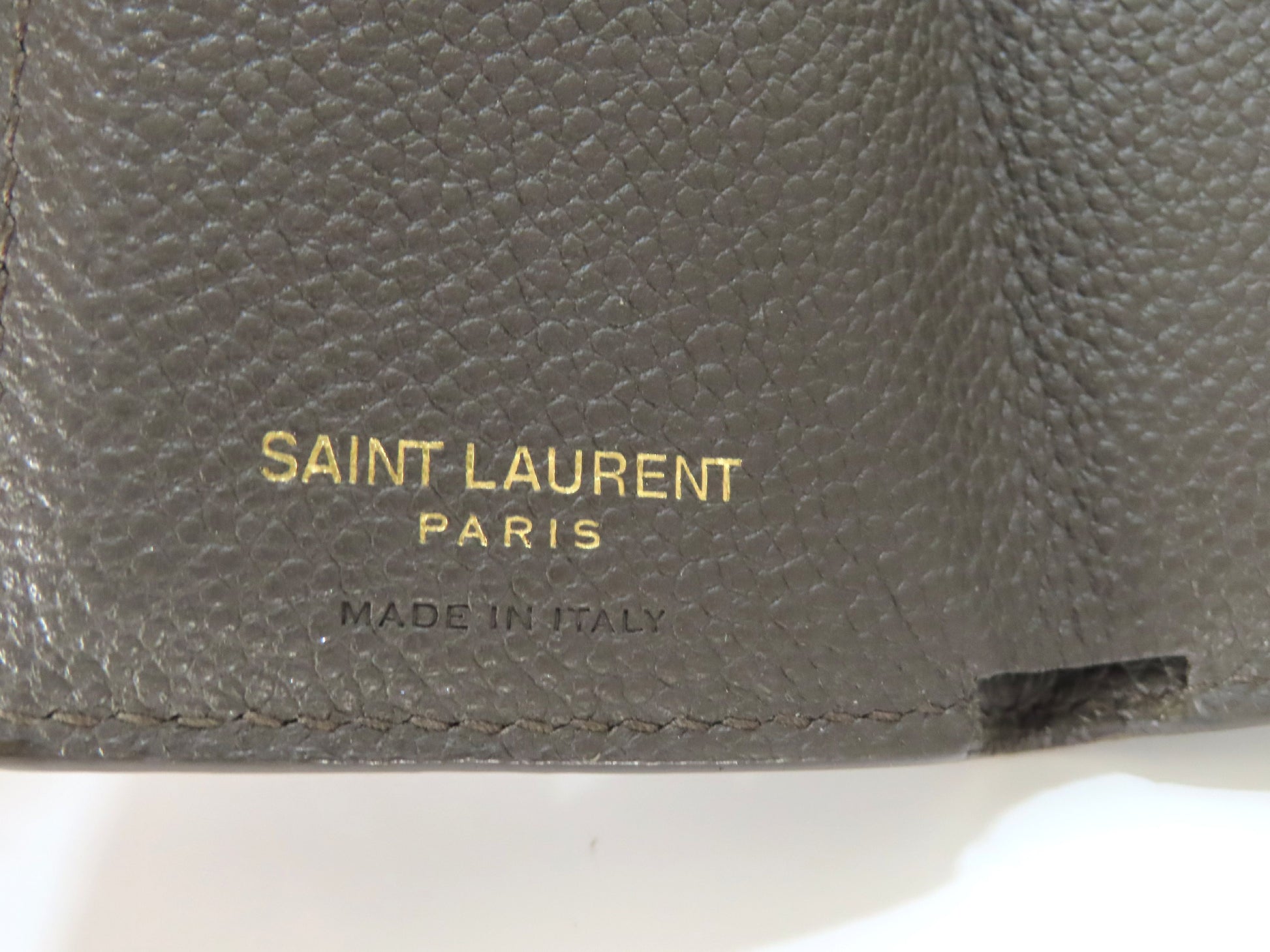 Yves Saint Laurent Logo Leather Tri-fold Wallet