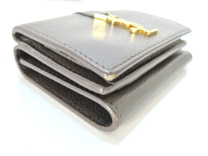 Yves Saint Laurent Logo Leather Tri-fold Wallet