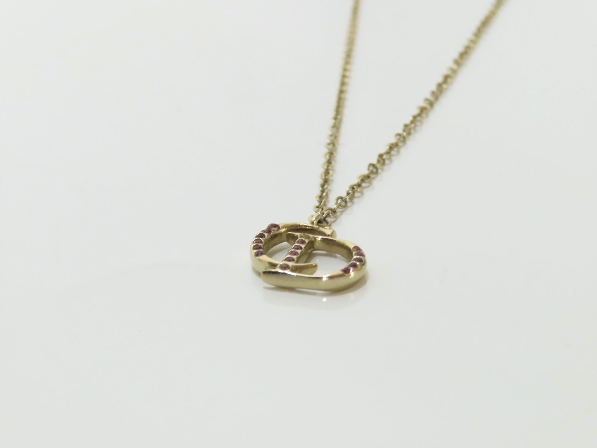Dior CD logo rhinestone necklace