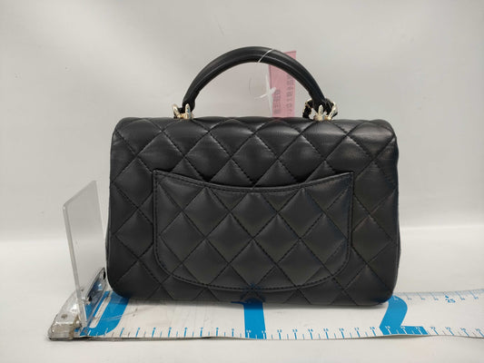CHANEL Matelasse Top Handle Mini Flap Bag AS2431 Lamb Coco Handle Shoulder Bag
