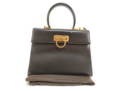 Salvatore Ferragamo Gancini 2-Way Handbag, Brown
