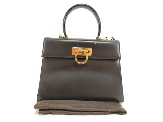 Salvatore Ferragamo Gancini 2-Way Handbag, Brown