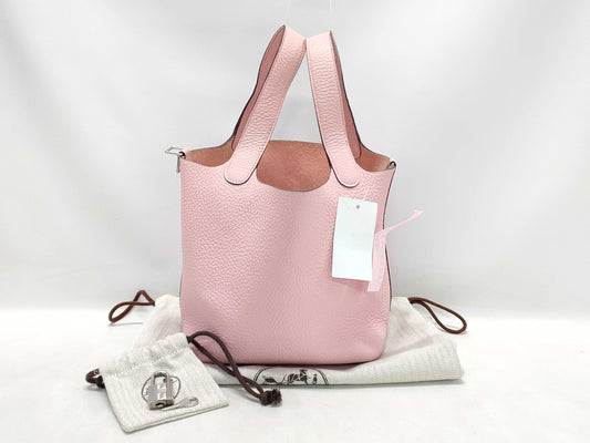 HERMES Picotin Lock PM Z Stamp Taurillon Clemence Leather Handbag in Pink