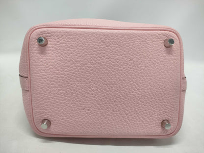 HERMES Picotin Lock PM Z Stamp Taurillon Clemence Leather Handbag in Pink