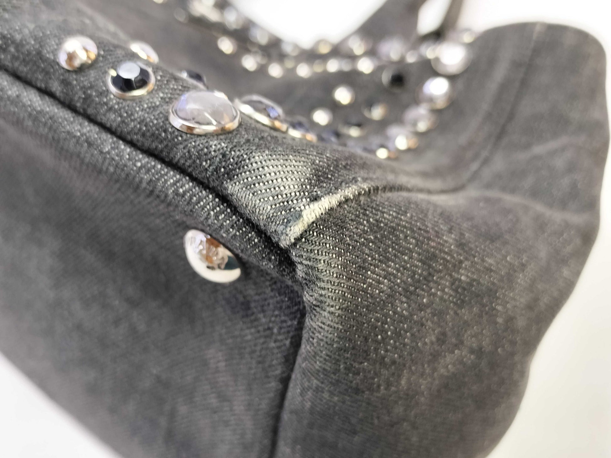 PRADA Canapa Tote Gray Stone Tote Bag