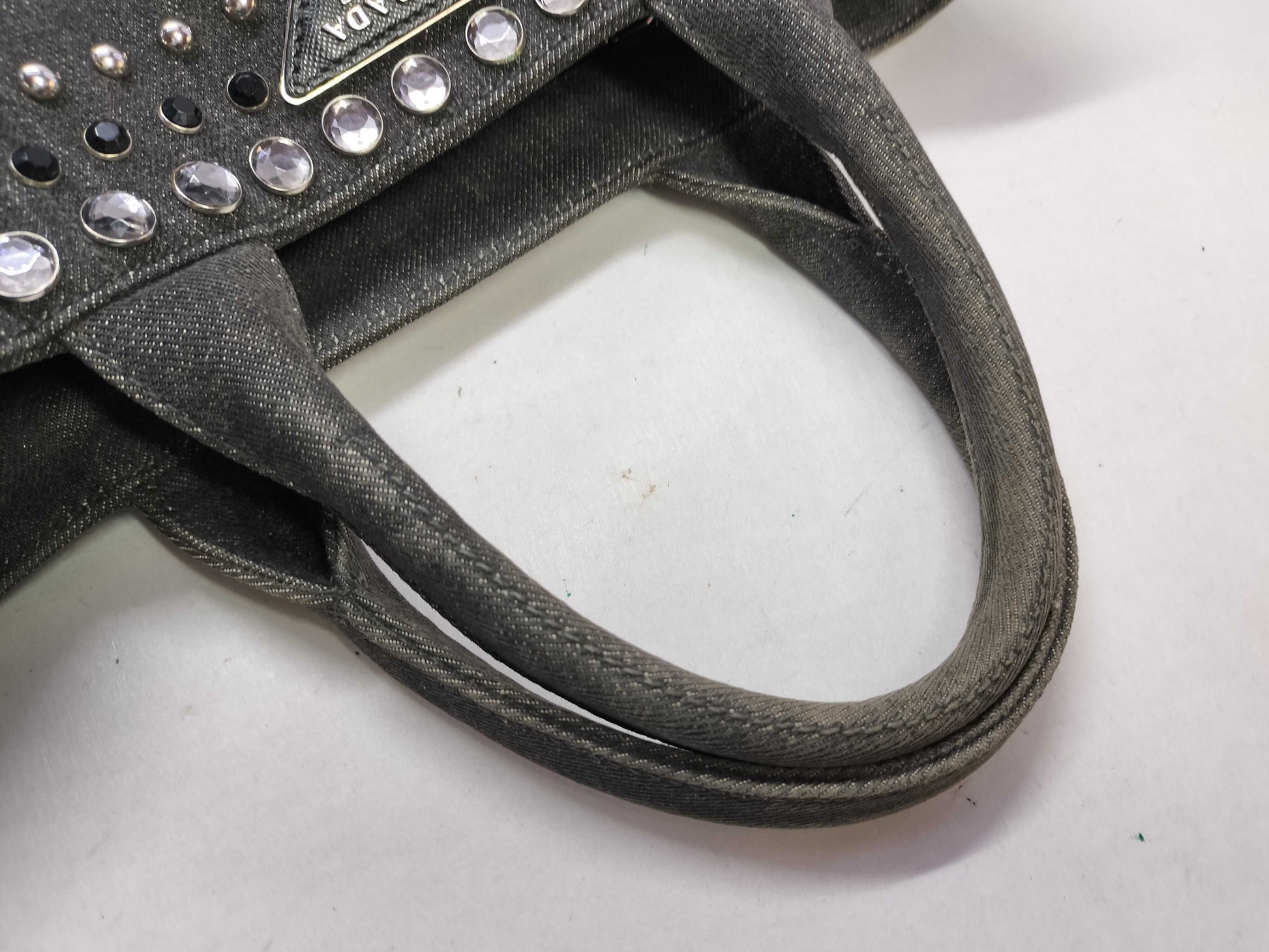 PRADA Canapa Tote Gray Stone Tote Bag