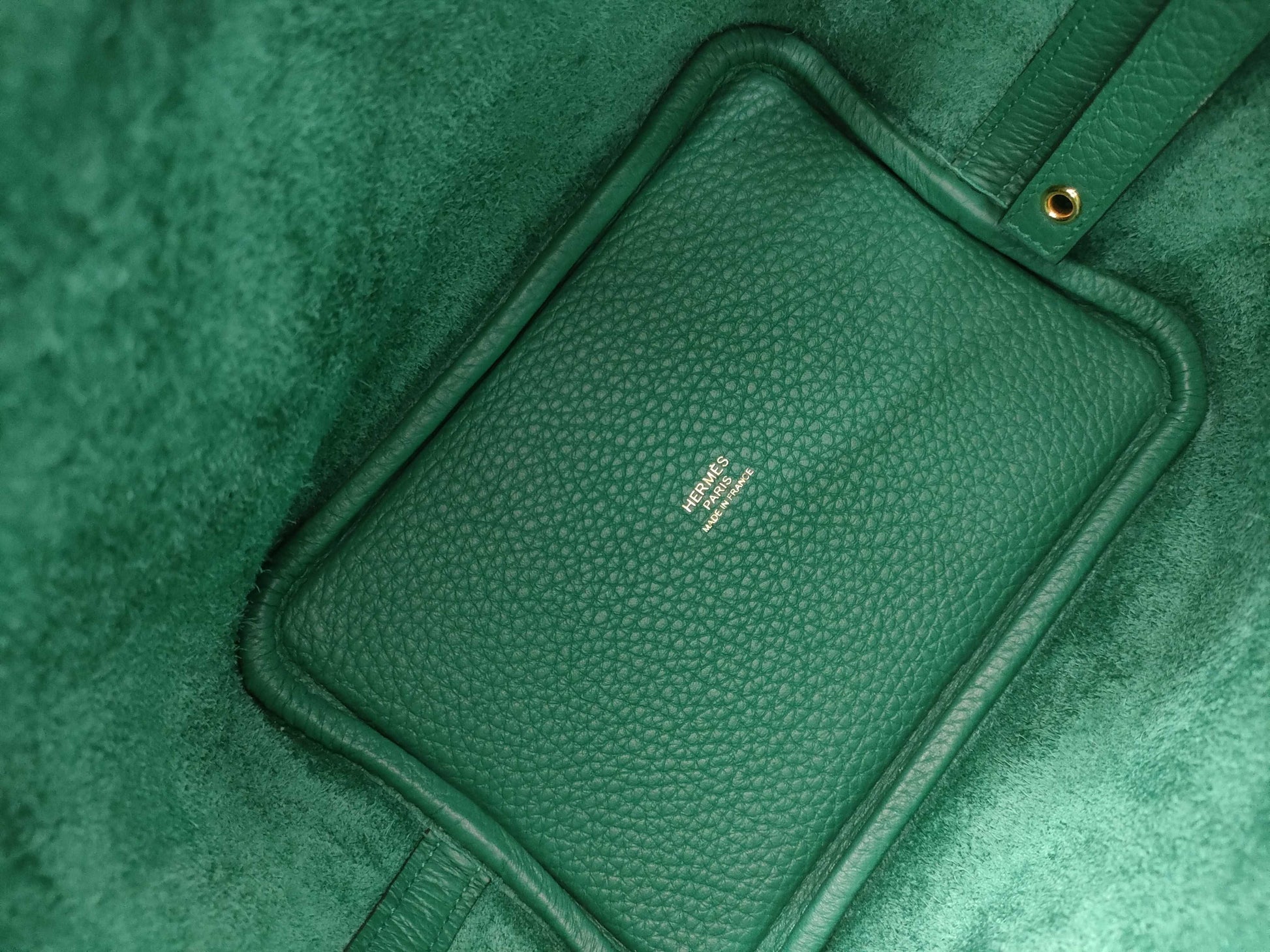 HERMES Picotin Lock PM Green Handbag with 24 Years' W Stamp and G Hardware