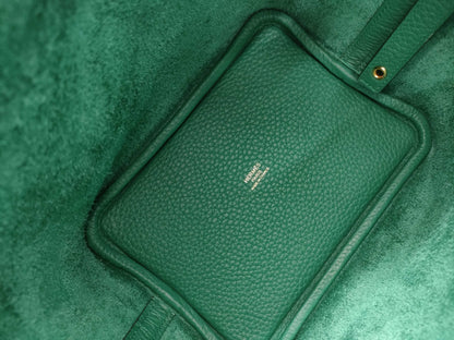 HERMES Picotin Lock PM Green Handbag with 24 Years' W Stamp and G Hardware