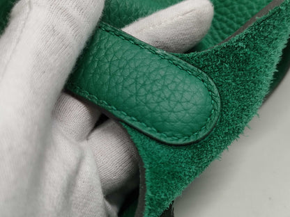 HERMES Picotin Lock PM Green Handbag with 24 Years' W Stamp and G Hardware