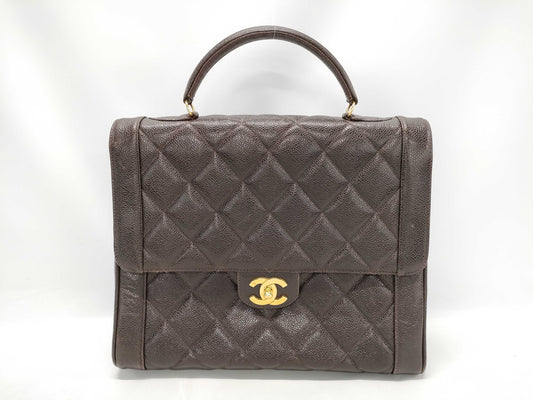 CHANEL Matelasse Caviar Leather Handbag in Brown with Coco Hardware A12397
