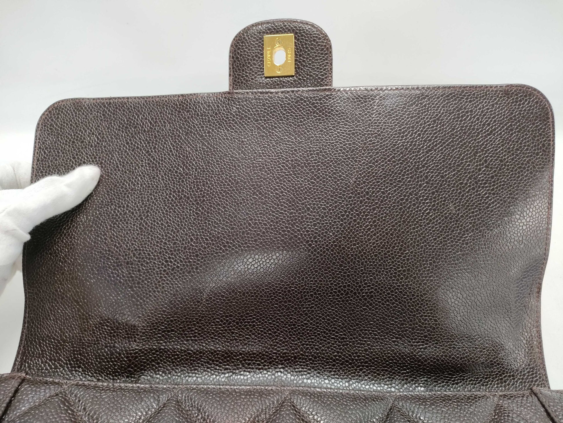 CHANEL Matelasse Caviar Leather Handbag in Brown with Coco Hardware A12397